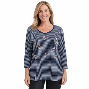 Allison Daley Blue and White Striped Woman’s Plus Size Top